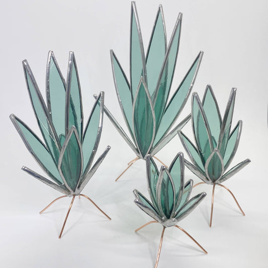 3D Stained Glass Snake Plant Desktop Sculpture: MINI