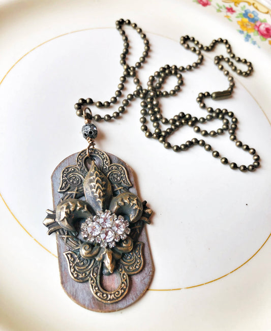 Fleur de Lis Tag Necklace