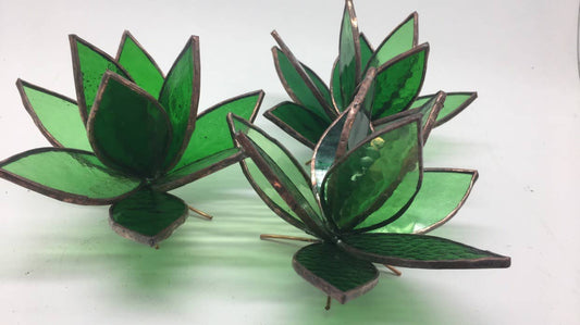 3D Stained Glass Succulent Plant Desktop Sculpture
