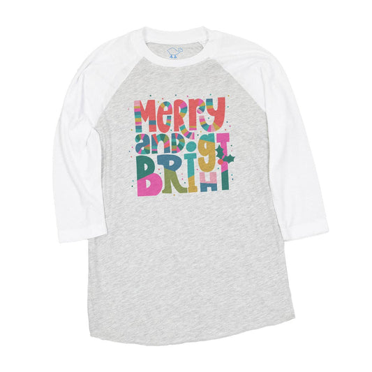 Christmas "Ashley's Merry & Bright" 3/4-Sleeve Raglan: L / White 3/4 Raglan