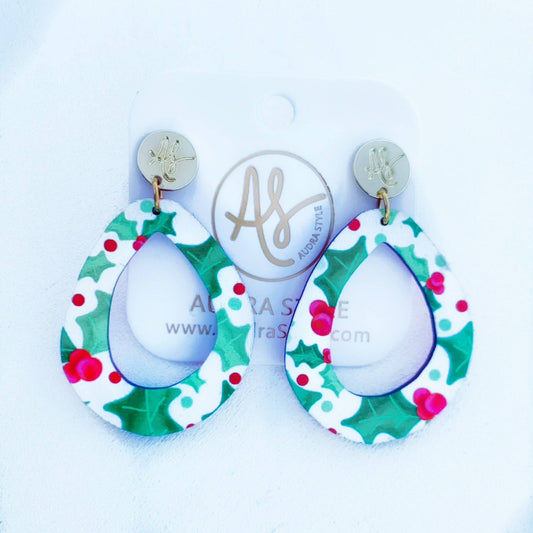 Christmas Earring - Miranda - White Holly