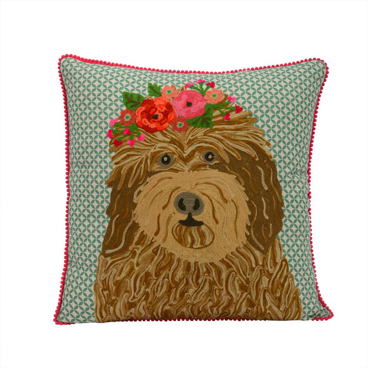 EMBROIDERY*. PILLOW 18x18" DOODLE DOG