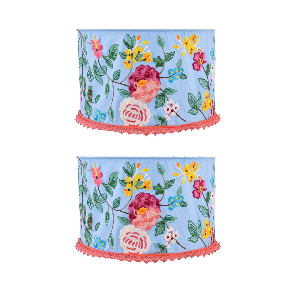 FLORAL YARD Crewel LAMP SHADE 18"
