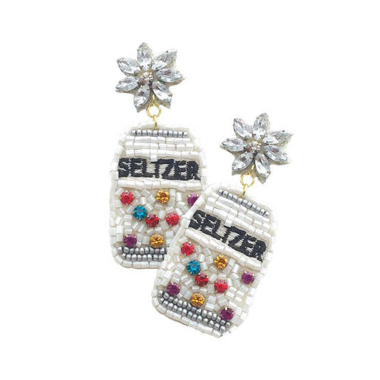 Felt Back Beaded Christmas Seltzer Dangle Earrings