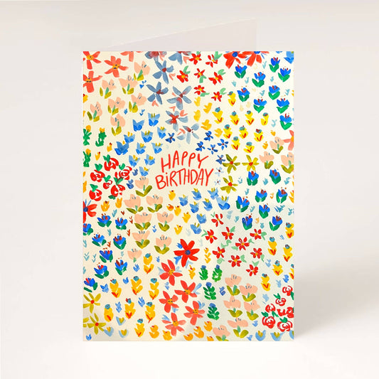 White Floral Birthday Card, Boho Happy Birthday Card