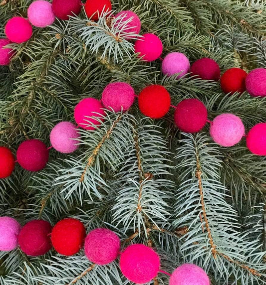 Garland Balls - Hot Pink Felt