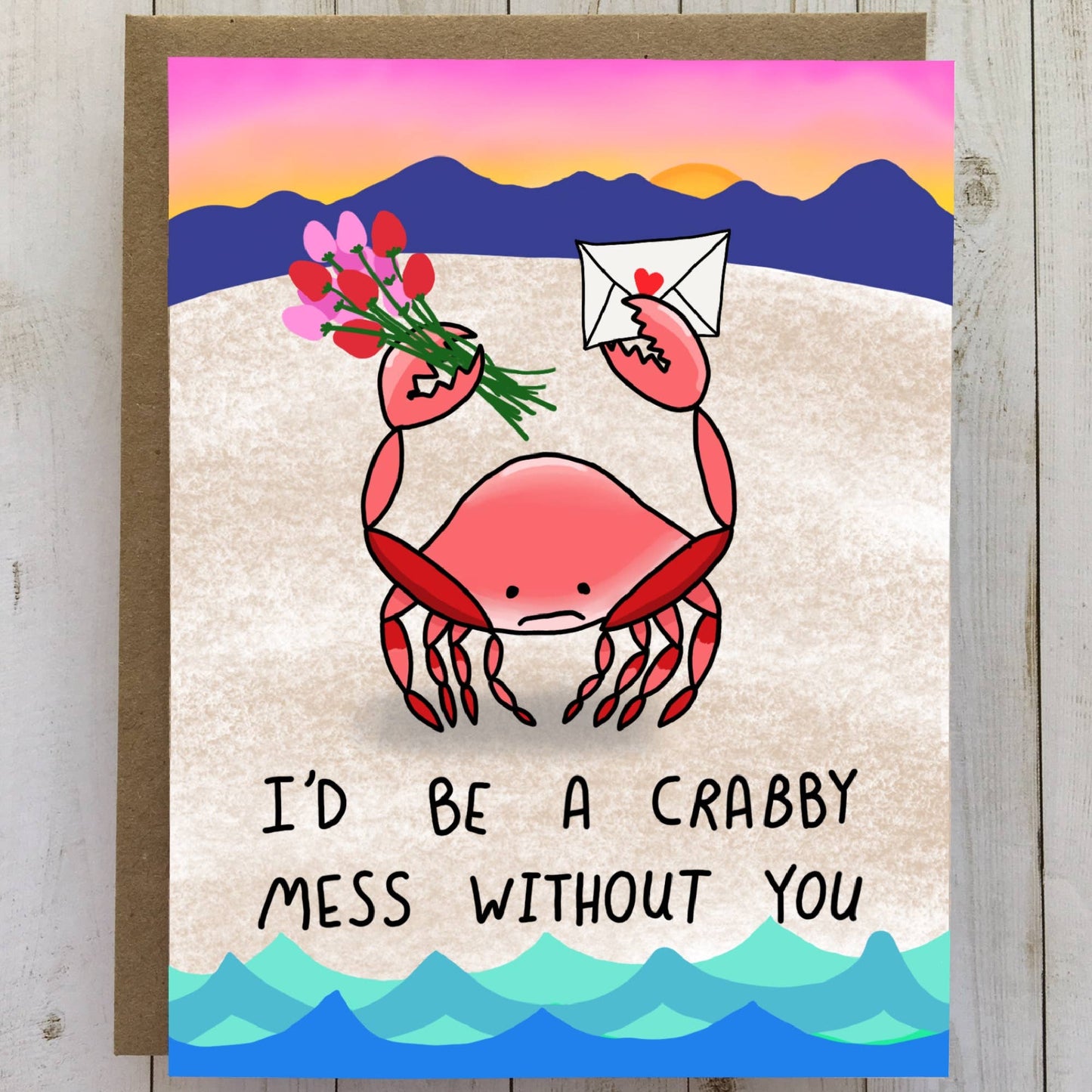 Crabby Mess Valentine Card, Cute Valentine Card