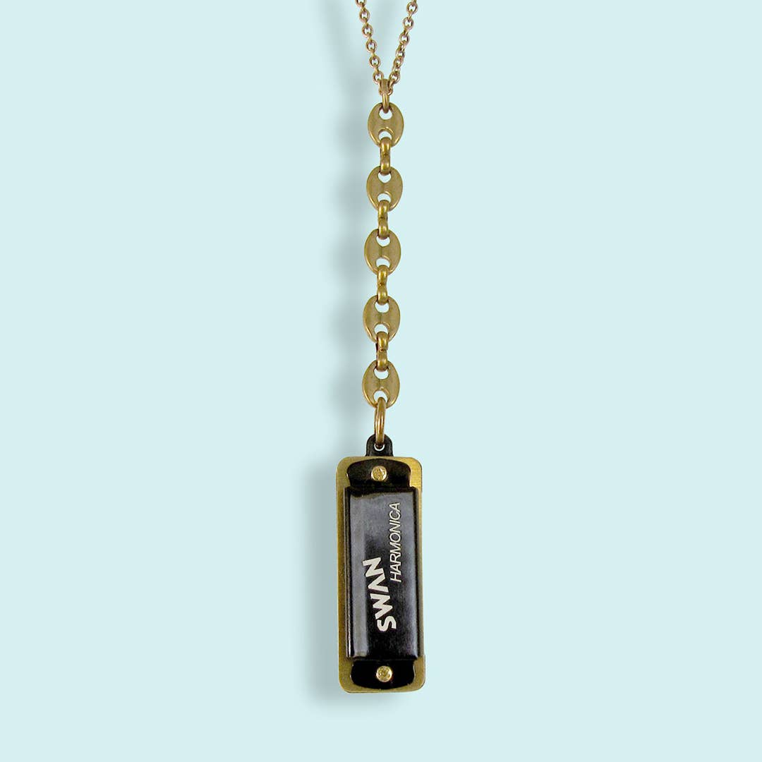 Black Harmonica Necklace