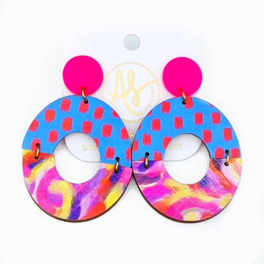 Colorful Geometric Statement Earrings - Abstract