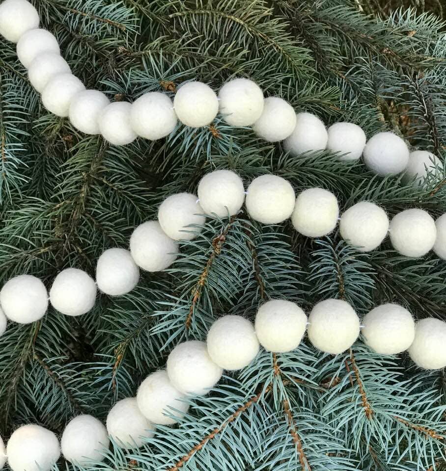 Garland Balls - White Felt