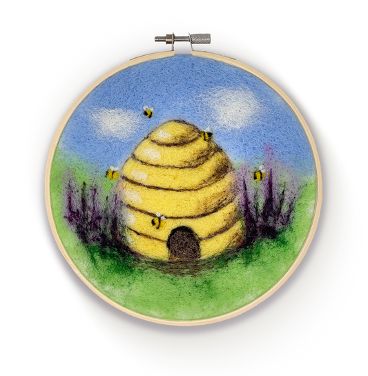 Beehive in a Hoop Needle Felting Craft Kit