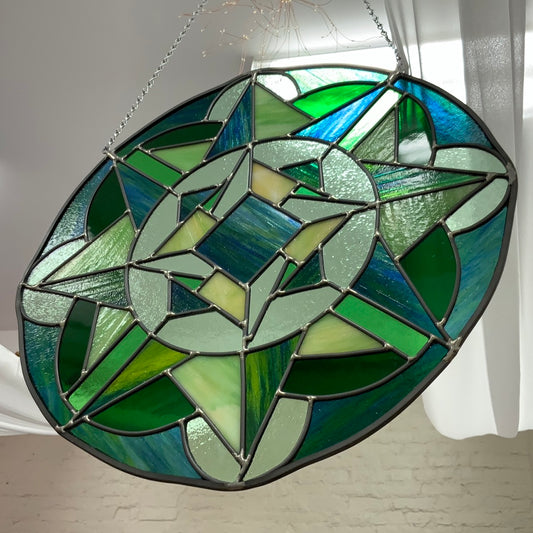Stained Glass Green Round