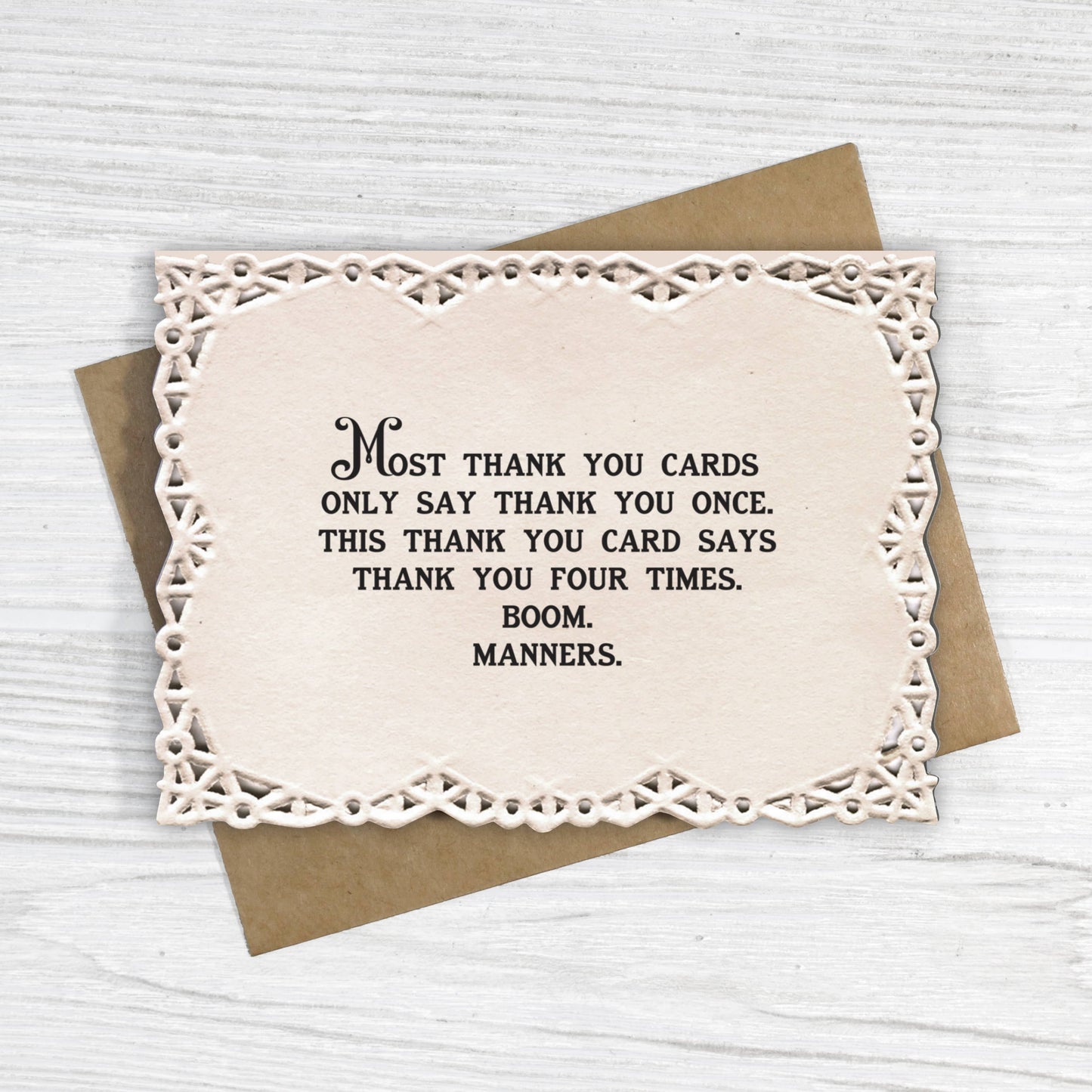 Funny Vintage Greeting Card with Repeated Thank You