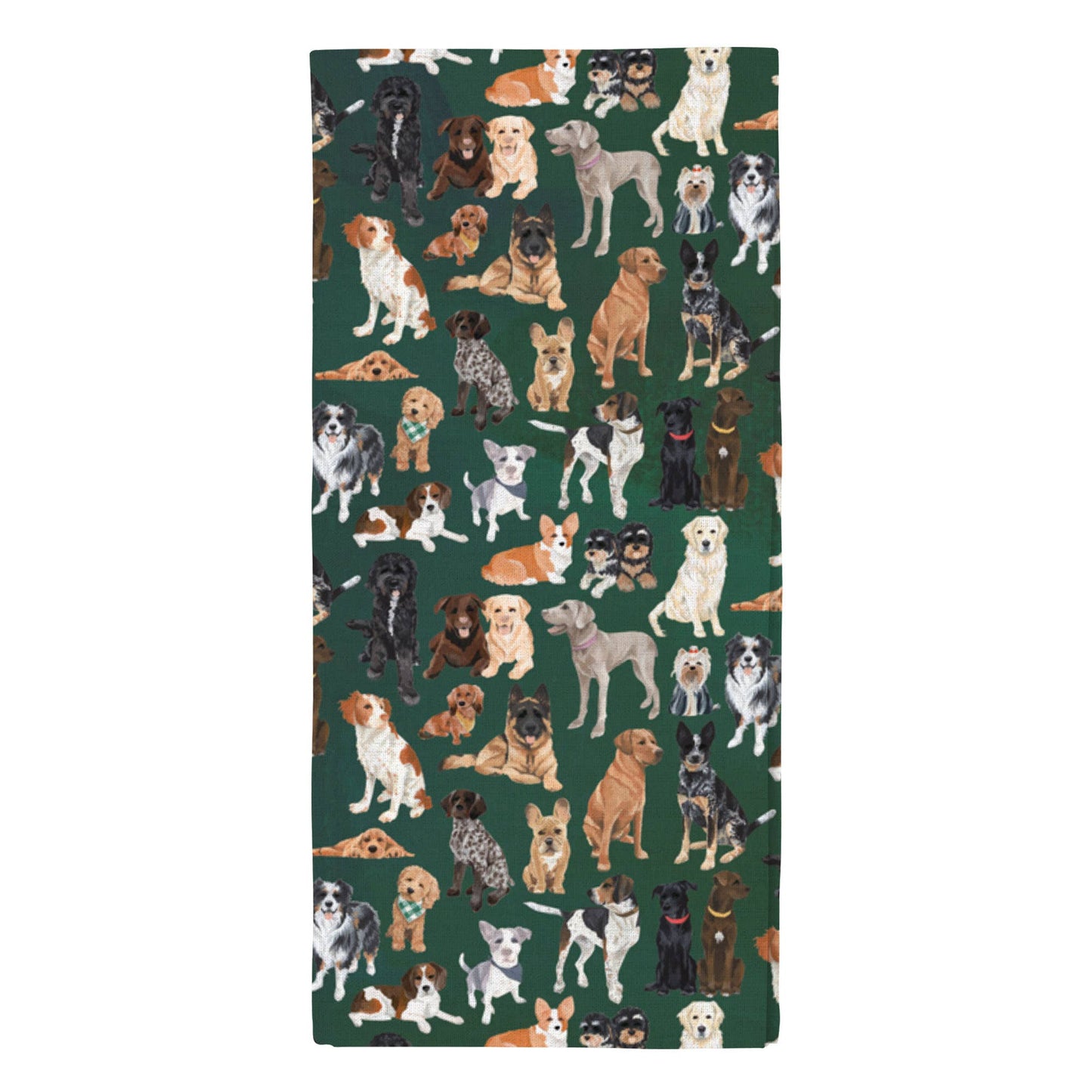 Furry Friends Dogs Green Kitchen Towel