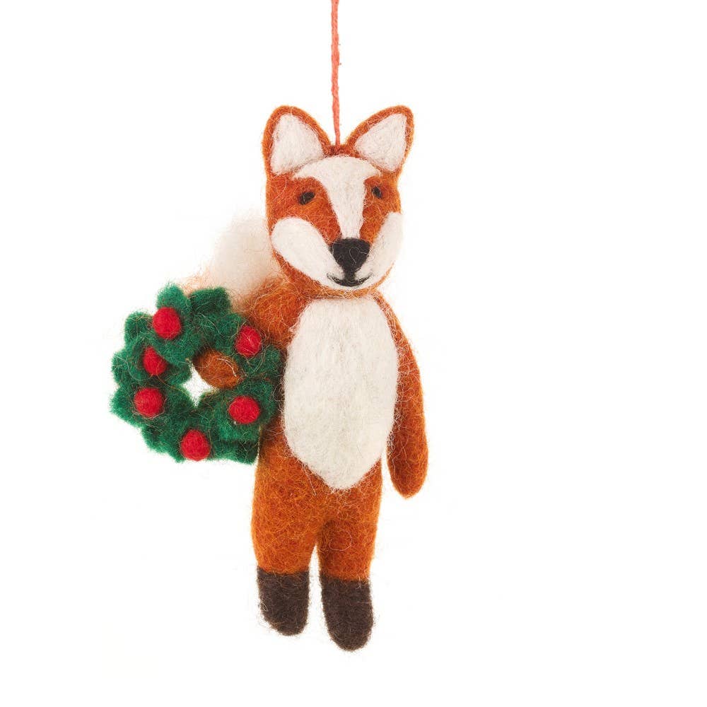 Handmade Felt Christmas Finley Festive Fox Decoration