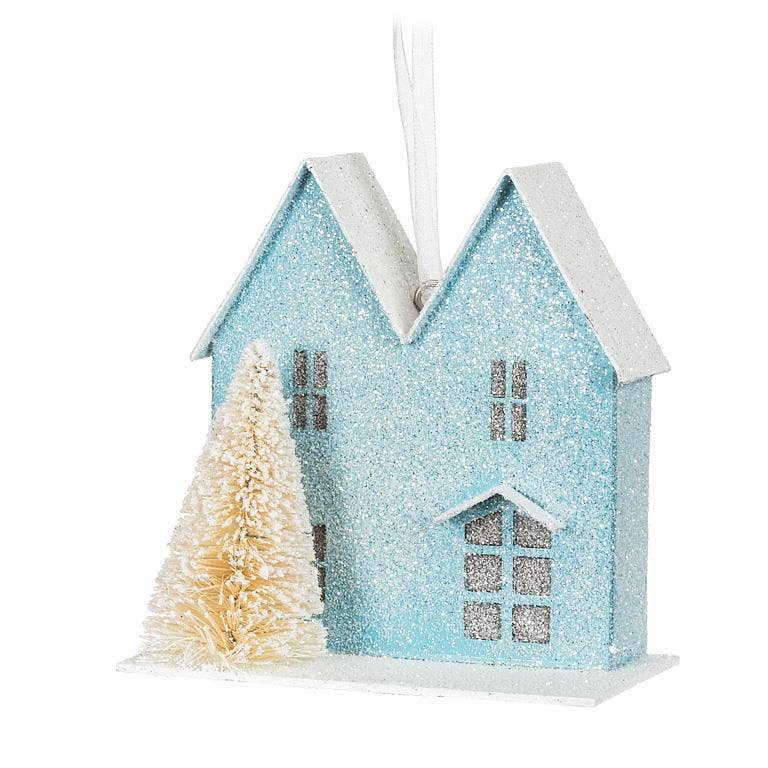 Pastel House & Tree Ornaments-  3.5"H