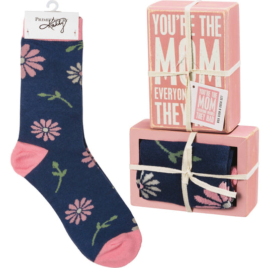 You're The Mom Box Sign And Sock Set