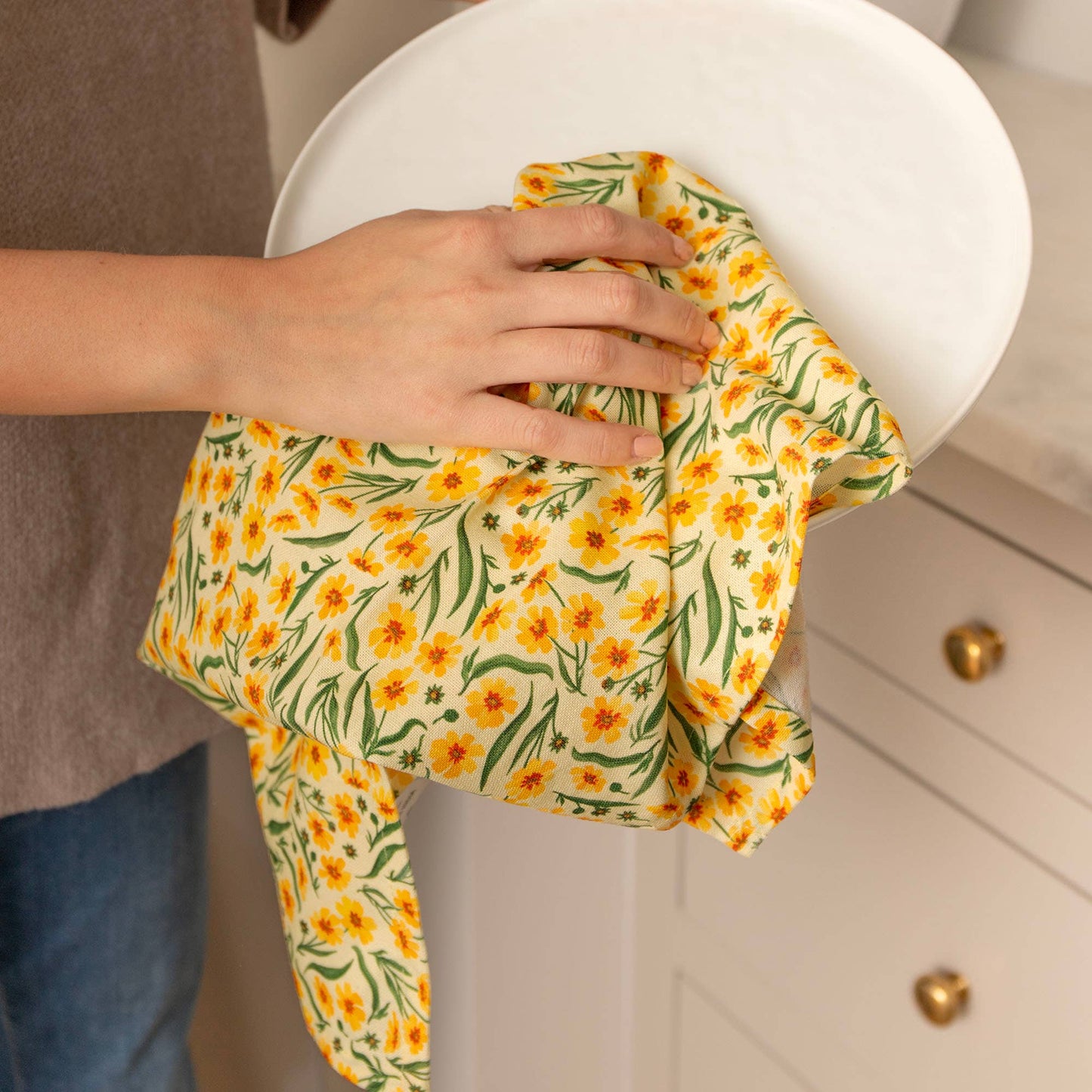 Goldenmane Floral Kitchen Towel