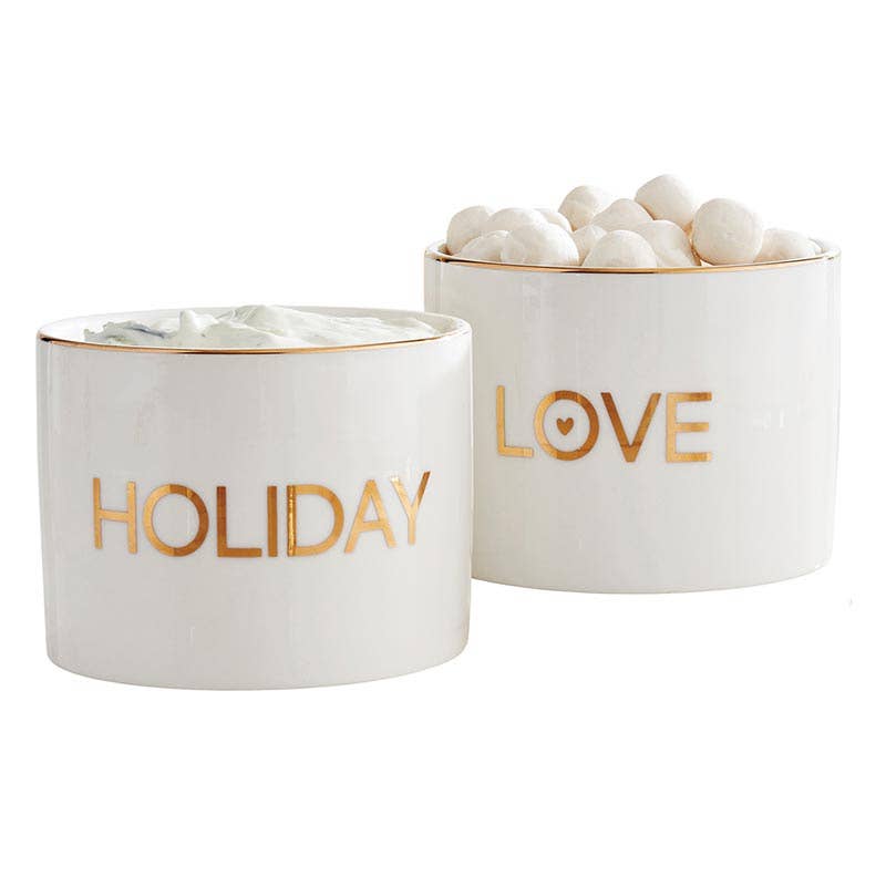 Gold Holiday Dip Bowls Book Box - Set of 2