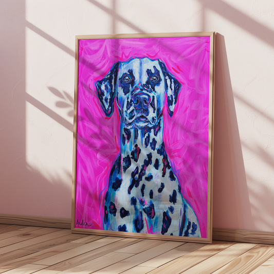 Dalmatian Dog Art Print, Pet Art, Maximalist Art, Dopamine Decor, Trendy Colorful Wall Poster: 8x10 print on paper