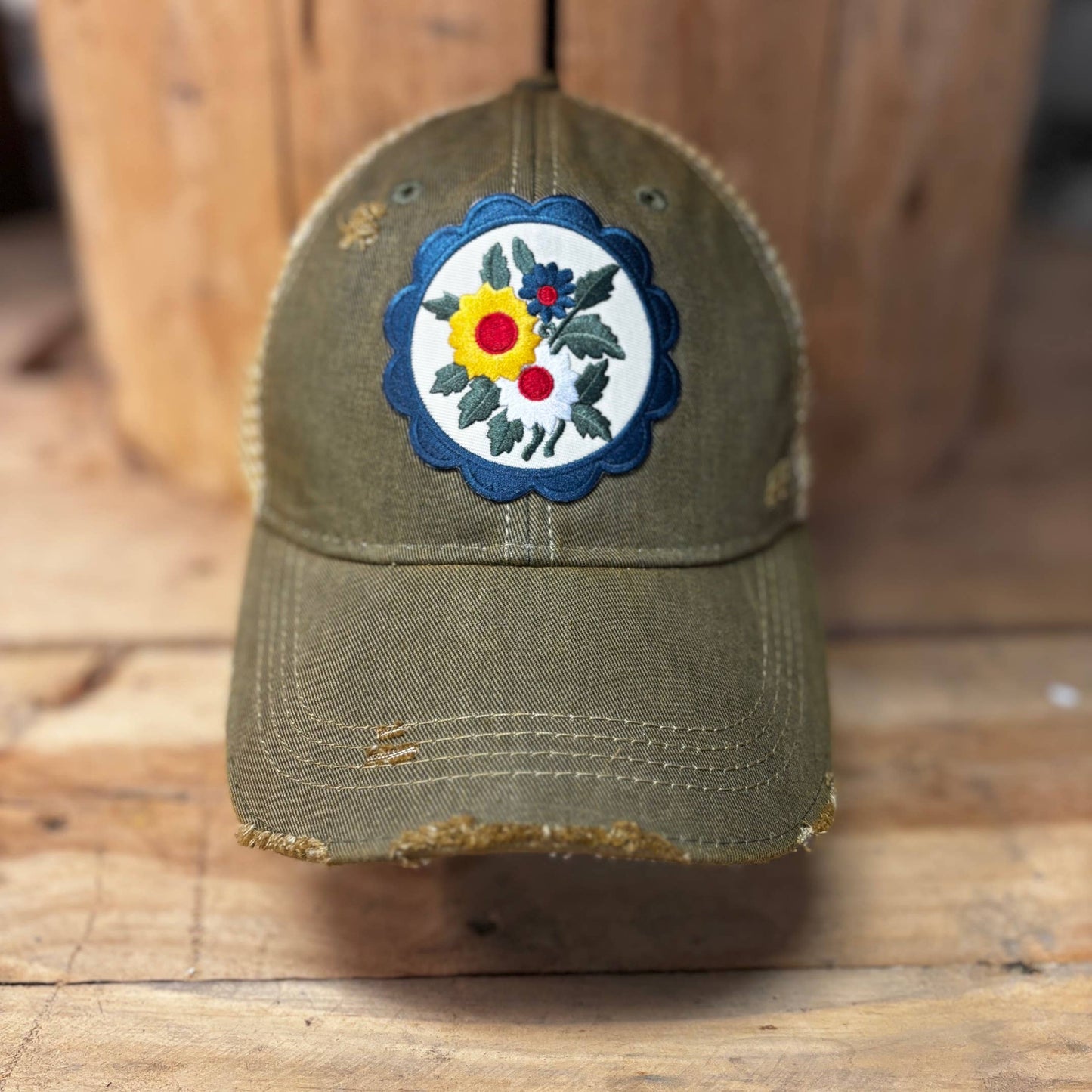 Little Flower Patch Hat: Red