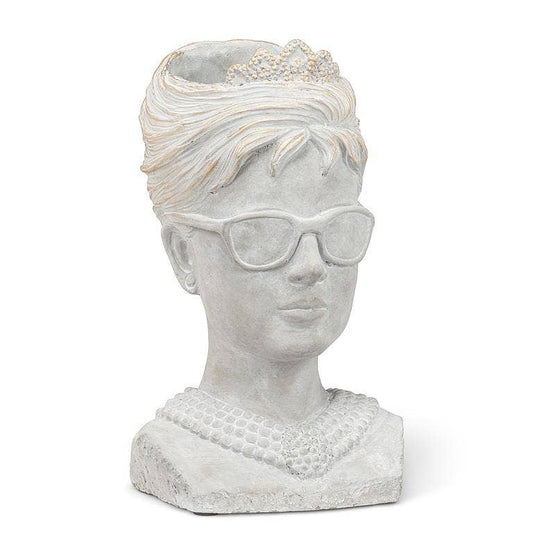 Small Woman in Sunglasses Planter-10.5"H