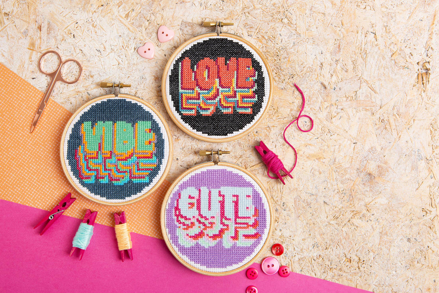 Vibe Mini Cross Stitch Kit | Beginner Craft Kit