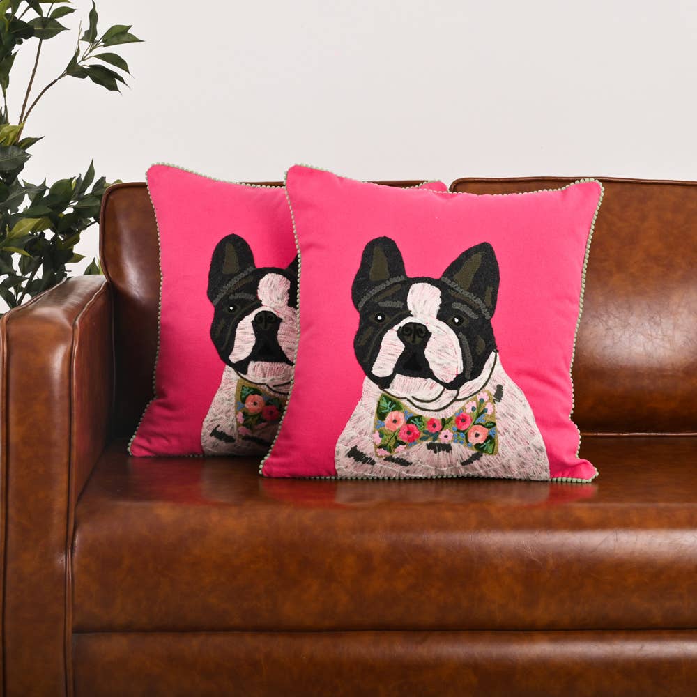 Bowtie Frenchie DOG  PILLOW 18x18"