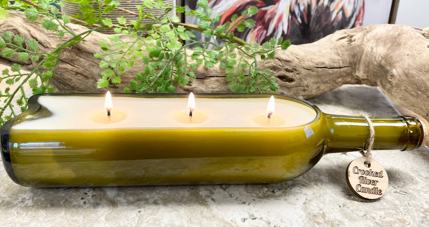 Cozy Flannel |18oz Holiday Wine Bottle Candle |Cotton Wicks