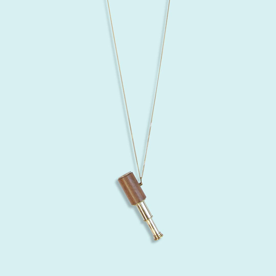 Wood Telescope Necklace: 28 Inch