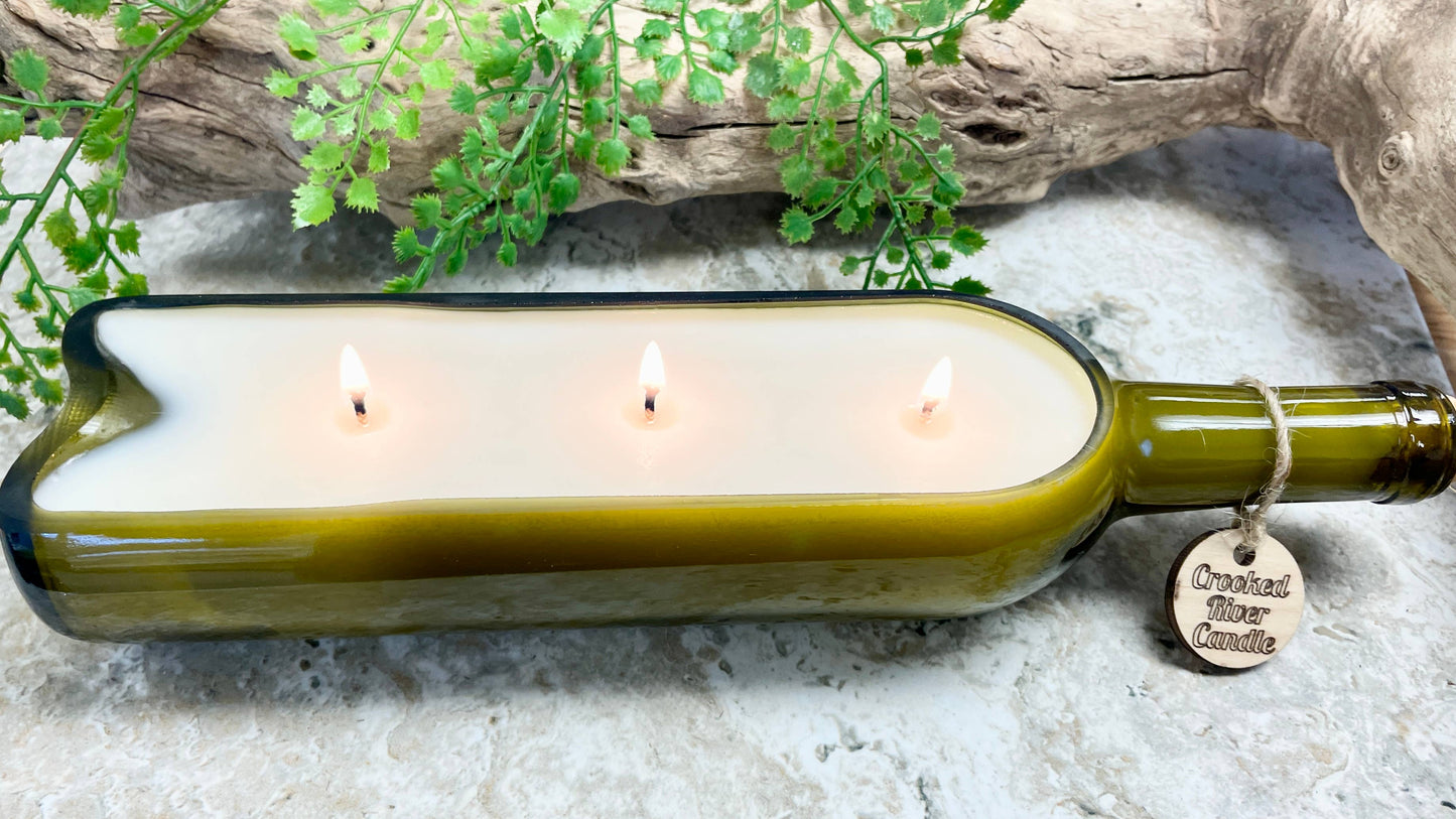 Cozy Flannel |18oz Holiday Wine Bottle Candle |Cotton Wicks