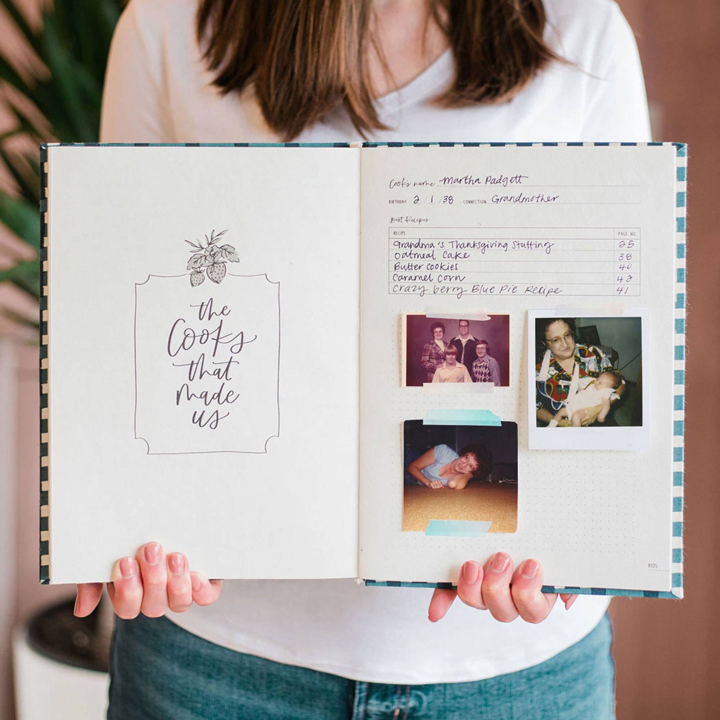 Navy Gingham Heirloom Recipe Book
