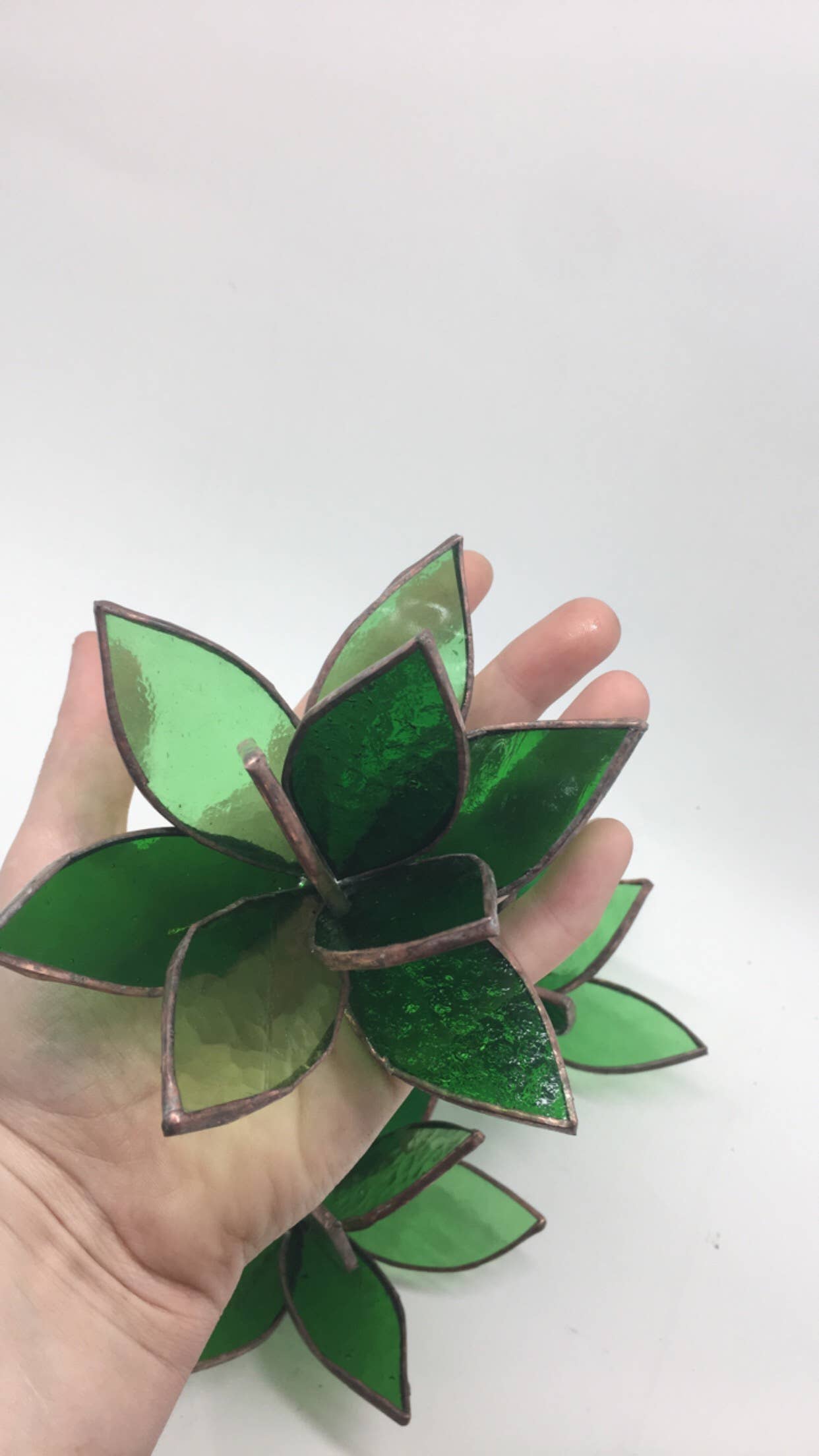 3D Stained Glass Succulent Plant Desktop Sculpture