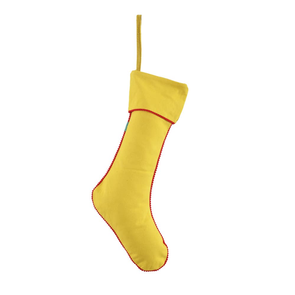 NEW Mustard EMBROIDERED STOCKING  8x24"