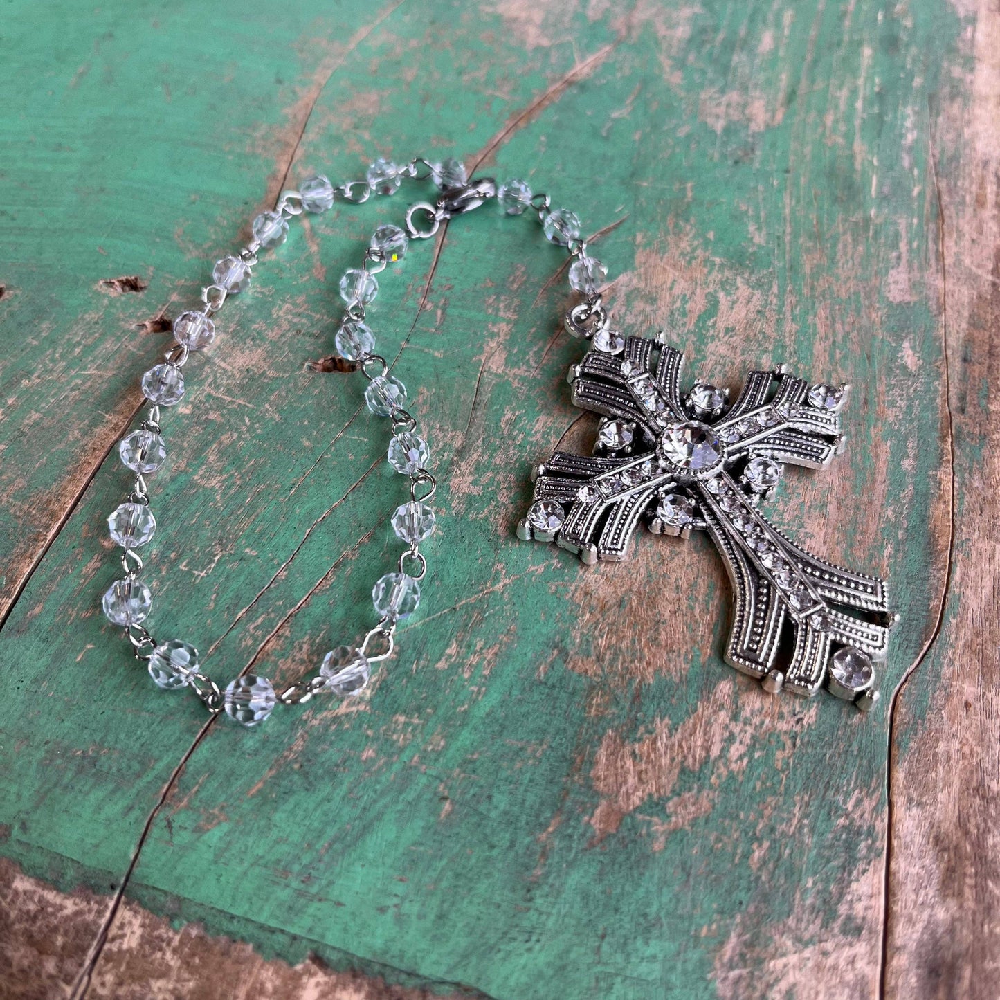 Jeweled Cross Car Blessing: Citrine