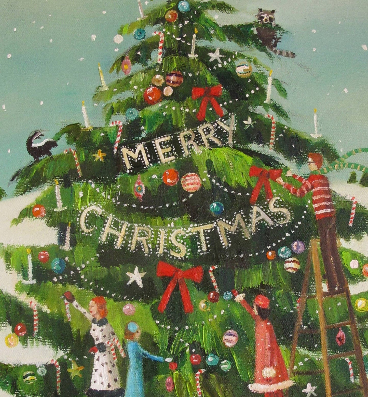 Peppermint Family Trim The Tree Art Print - 11" X 14"