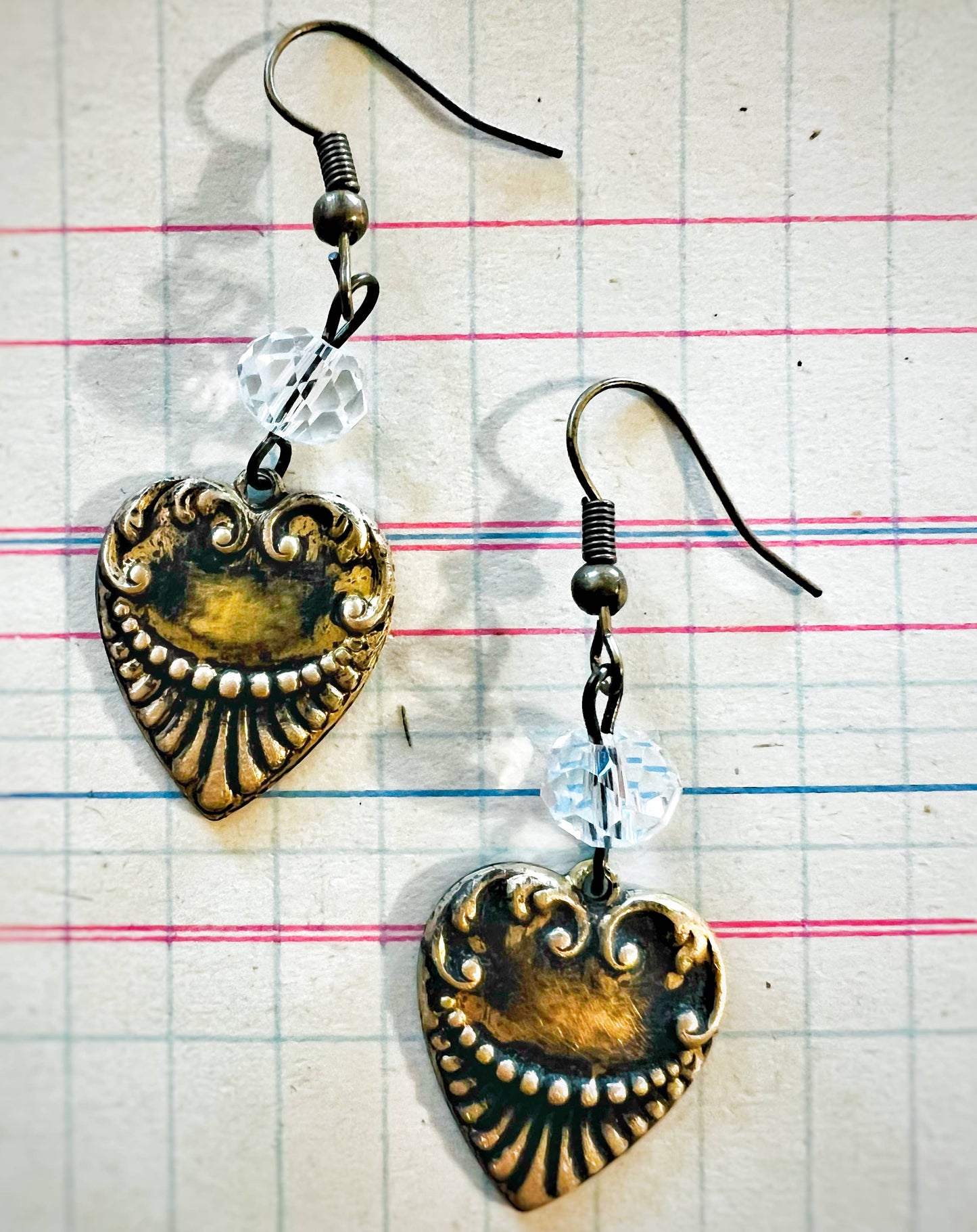 Stamped Heart Boho Earrings