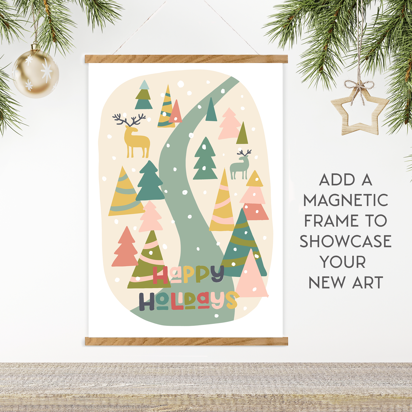 Happy Holidays 12 x 18" Paint by Number Kit: Kit + Magnetic Frame