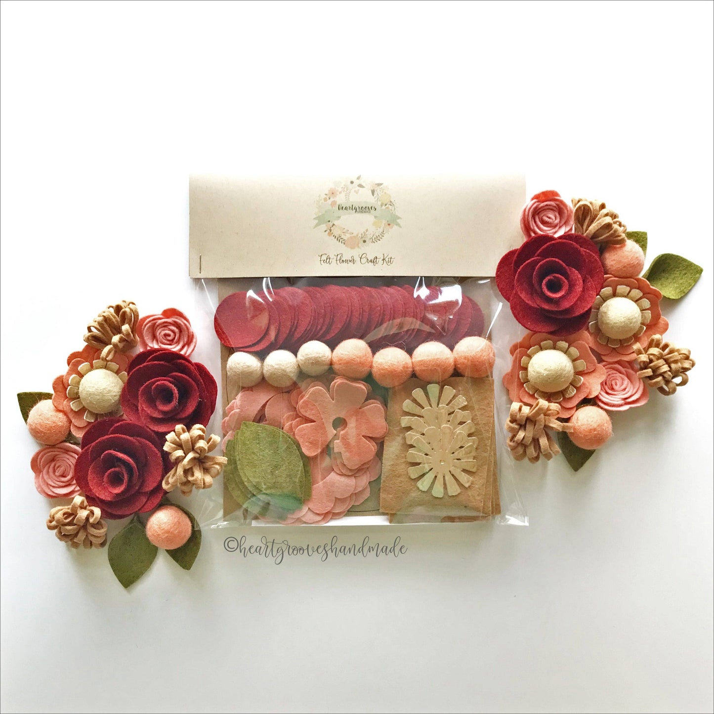 Felt Flower Wreath Craft Kit | Crimson Blush