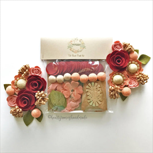 Felt Flower Wreath Craft Kit | Crimson Blush