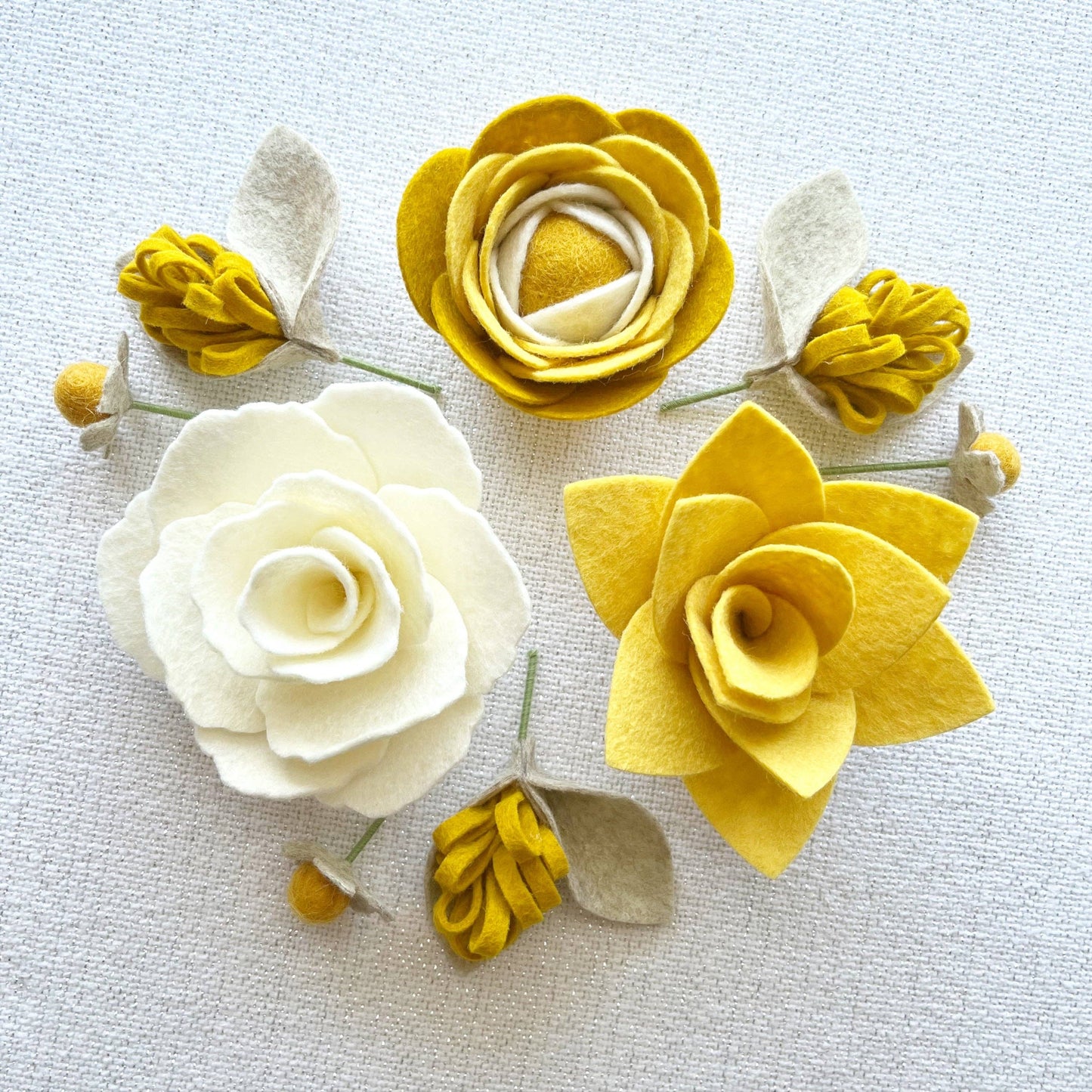 Felt Flower Floral Trio Craft Kit | Gold Rush