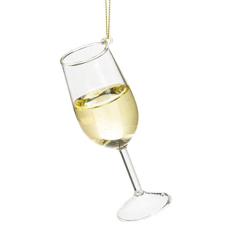 Glass of White Wine Ornament-4.5"H