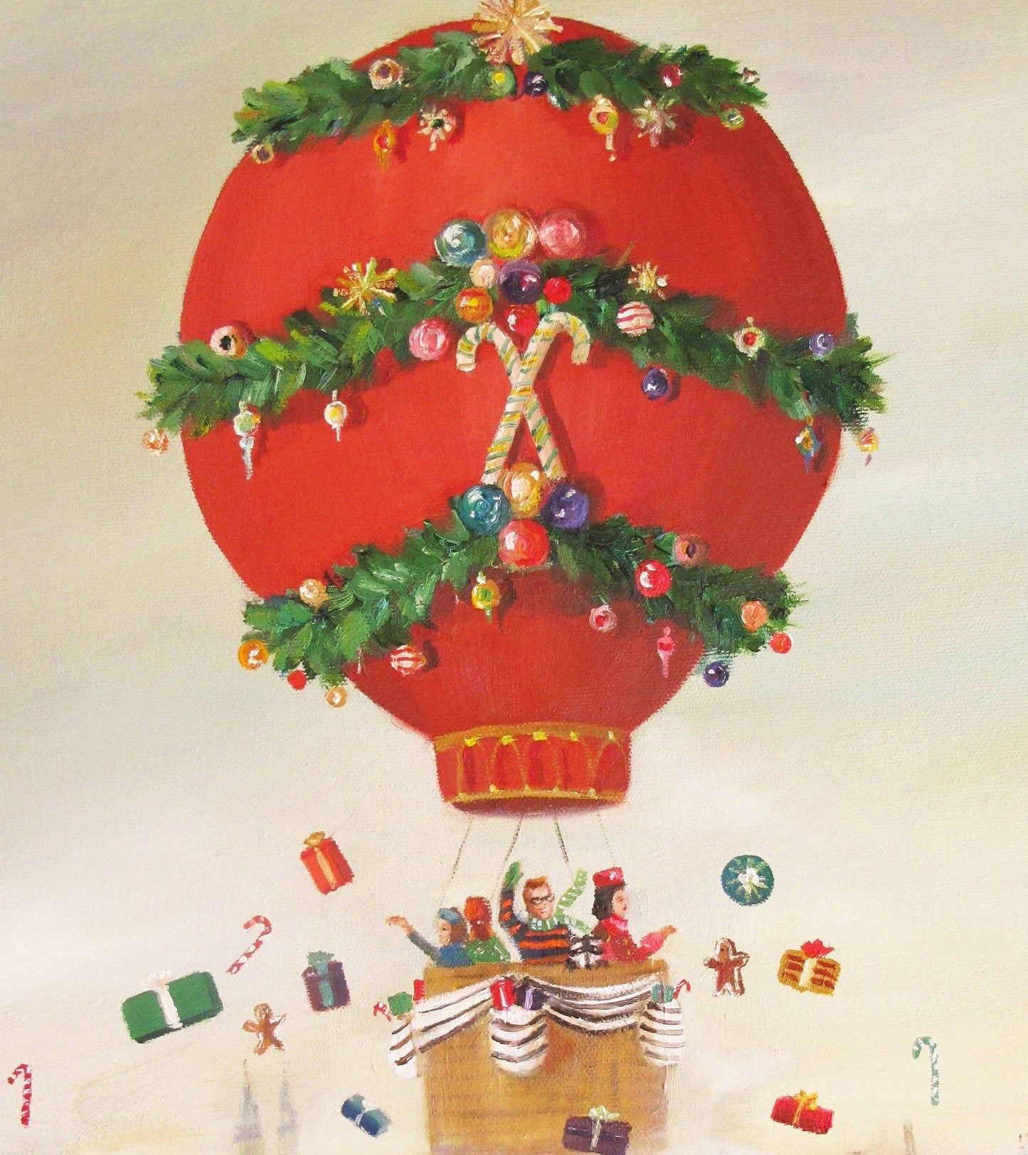 Peppermint Family Christmas Balloon Ride. 8.5"x11" Print