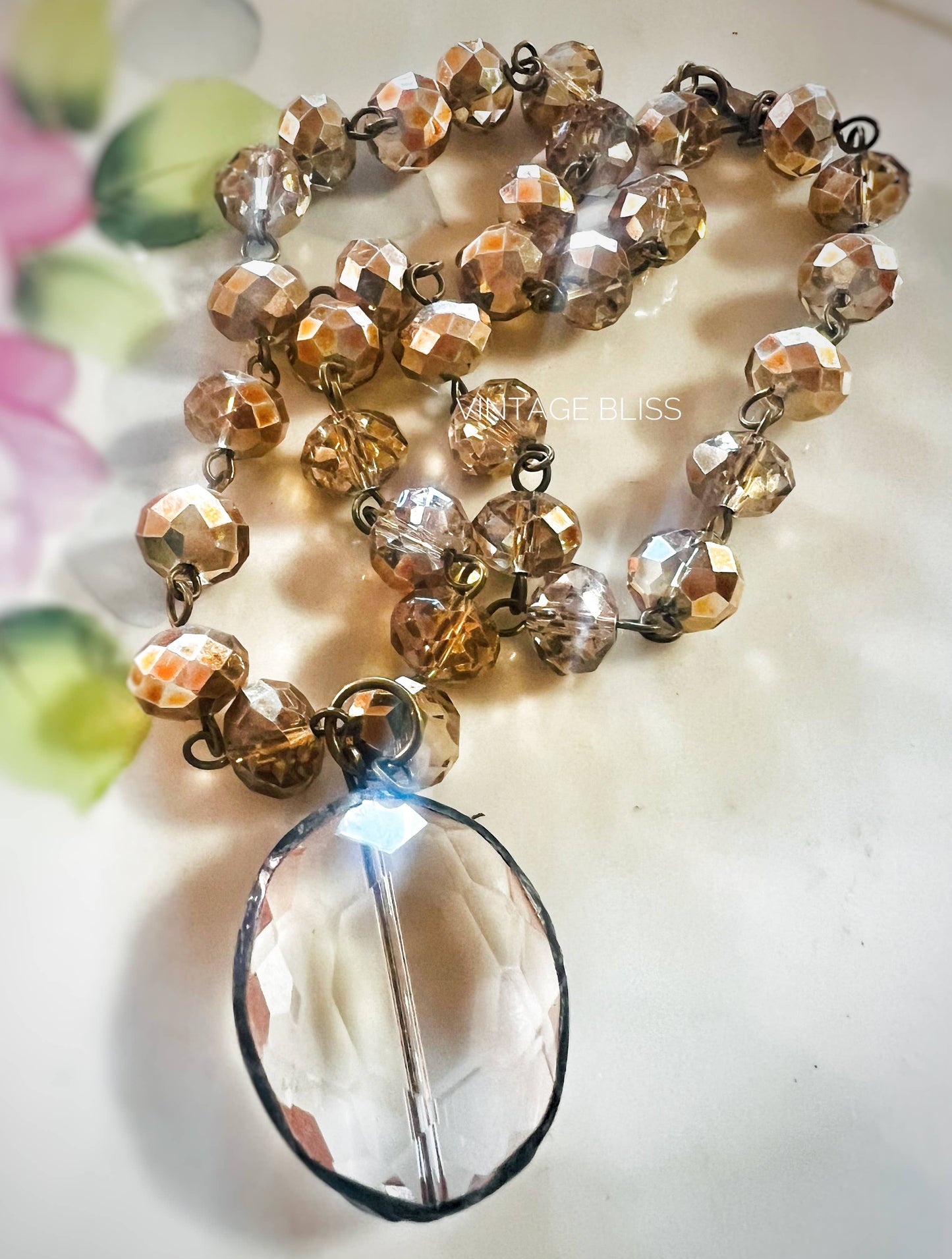 Soldered Crystal Drop Beaded Chain Necklace