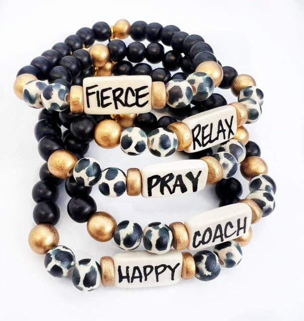 Affirmation Word Beaded Bracelets Inspirational - Black and: [BLANK] - no writing