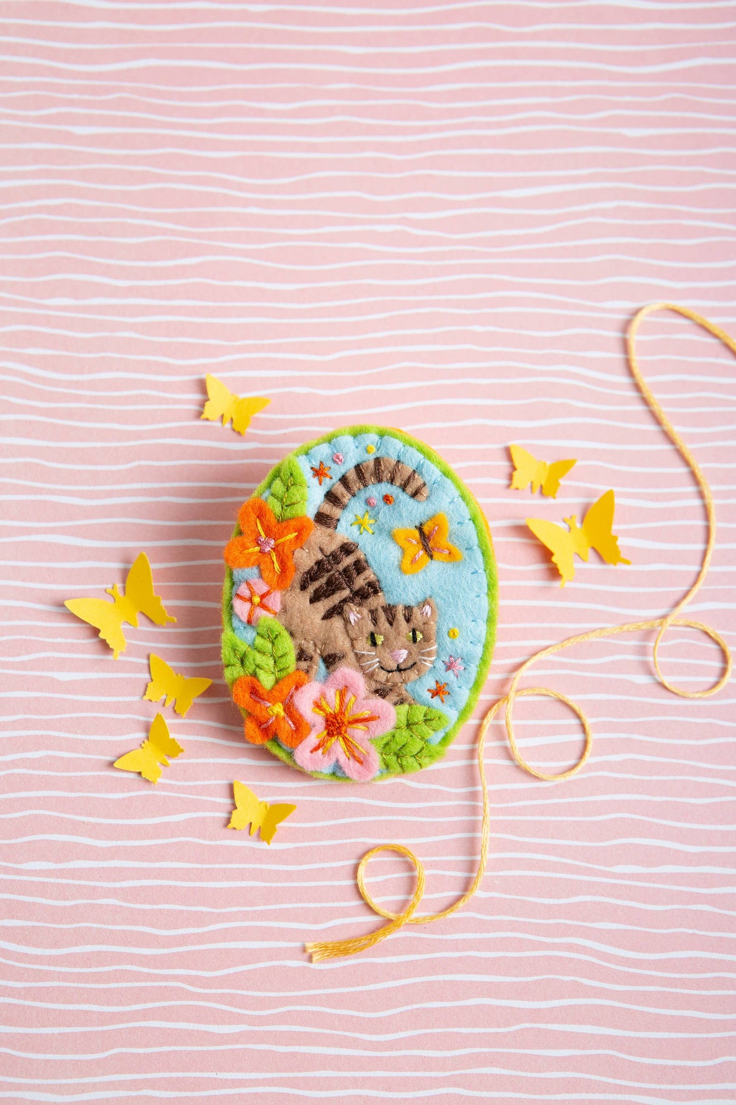 Tabby Cat Felt Craft Brooch Kit | Complete Craft Kit