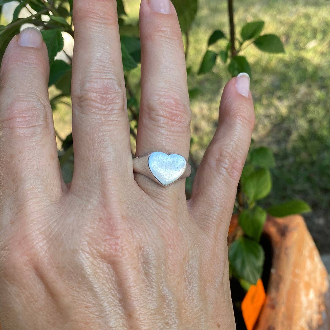 Silver Heart Signet Ring: Carded