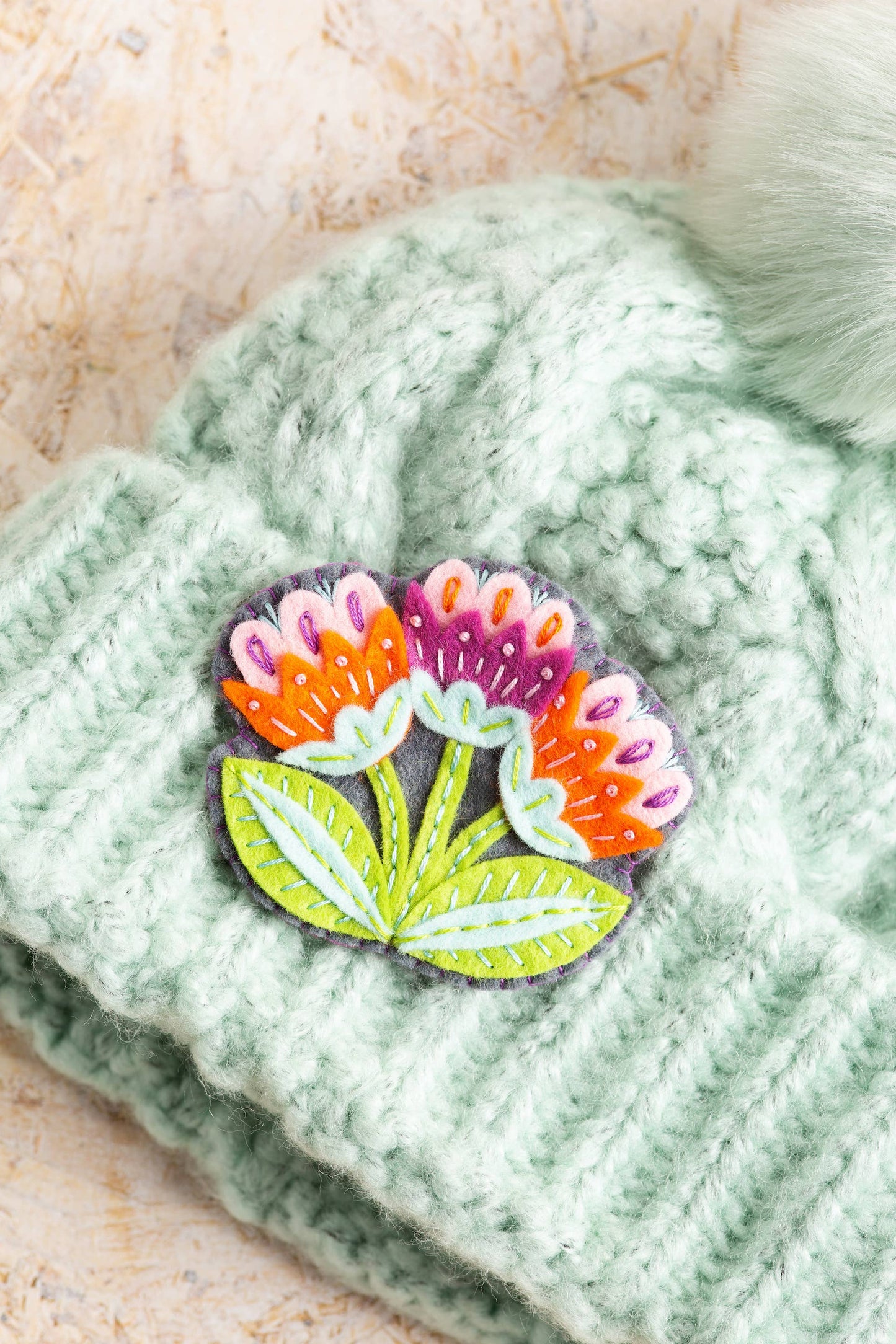 Marianne Flower Felt Craft Brooch Kit | Complete Craft Kit