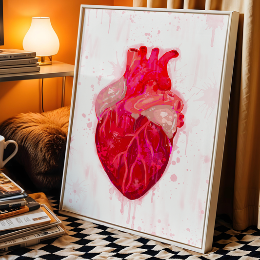 Valentine's Day Art Print, Anatomical Heart Decor, Trendy Colorful Wall Poster, Pop Art: 11x14 print on paper