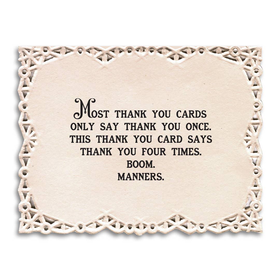 Funny Vintage Greeting Card with Repeated Thank You